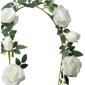 Clayre & Eef 6PL0320W Artificial Rose Garland White Green 150 cm