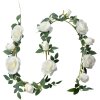 Clayre & Eef 6PL0320W Artificial Rose Garland White Green 150 cm