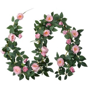 Clayre & Eef 6PL0323 Artificial Rose Garland Pink...