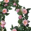 Clayre & Eef 6PL0323 Artificial Rose Garland Pink Green 14x14x180 cm