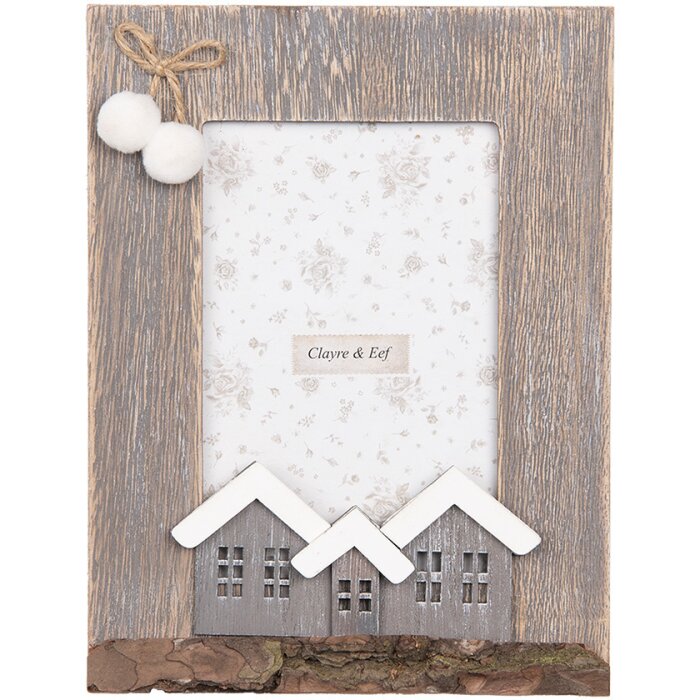 Clayre & Eef 2F1224 Photo Frame Brown White 16x3x21 cm 10x15 cm