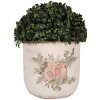 Clayre & Eef 6CE1981L Flower Pot Ceramic Floral Pattern Beige Pink Ø 18x17 cm