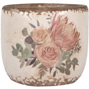 Clayre & Eef 6CE1981S Flower Pot Ceramic Beige Pink...