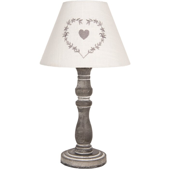 Clayre & Eef 6LMC0102 Table lamp Ø 23x40 cm Grey E27 max 40W Textile shade