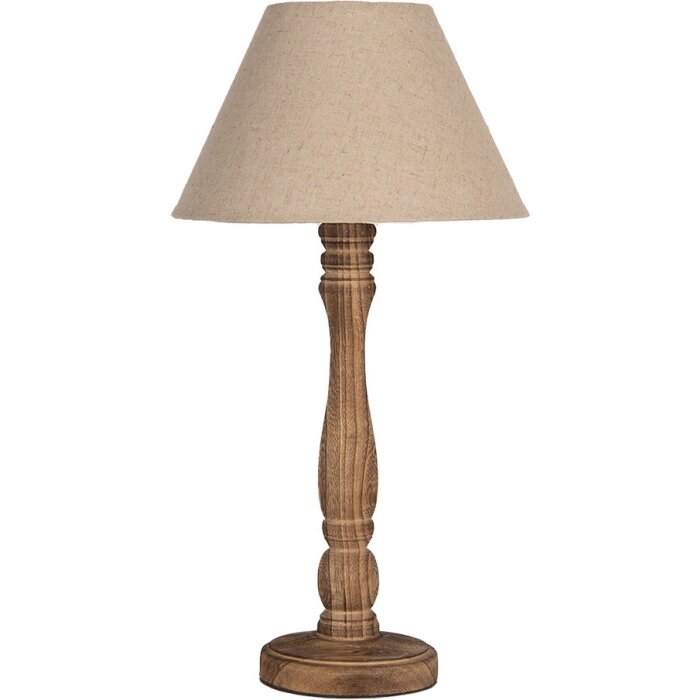 Clayre & Eef 6LMC0105 Table Lamp Wood Textile Brown Beige Ø26x50 cm E27/max 40W