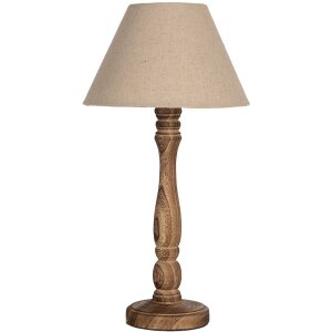 Clayre & Eef 6LMC0105 Table Lamp Wood Textile Brown...