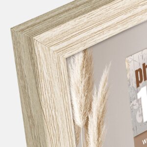 ZEP Wooden Frame Hall 10x15 to 20x30 cm White Brown Natural Block Profile Clear Glass