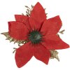 Clayre & Eef 65777 Christmas Decoration Flower Red Gold Ø 14x5 cm