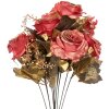 Clayre & Eef 6PL0341 Artificial Flower Bouquet Roses Red Gold 18x15x50 cm