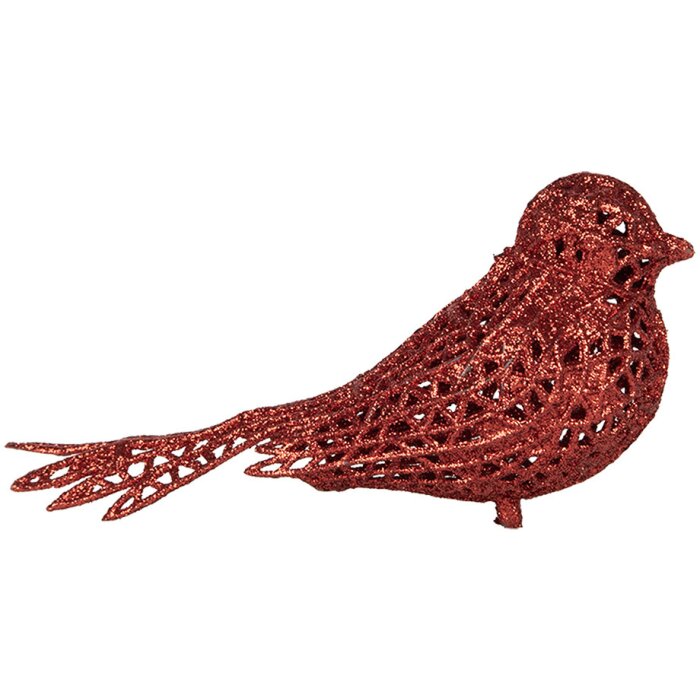 Clayre & Eef 65779 Decoration Bird Red 16x6x6 cm Country style