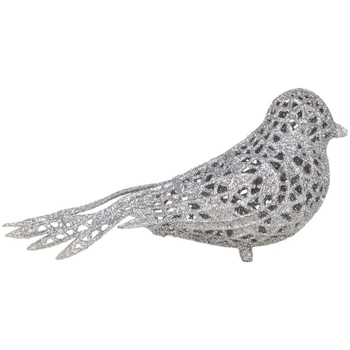 Clayre & Eef 65780 Decoration Bird Silver coloured 16x6x6 cm