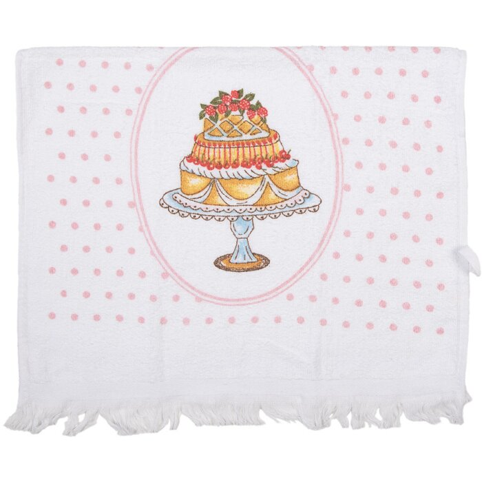 Clayre & Eef CT030 Guest Towel White Pink Country Style 40x66 cm Cotton