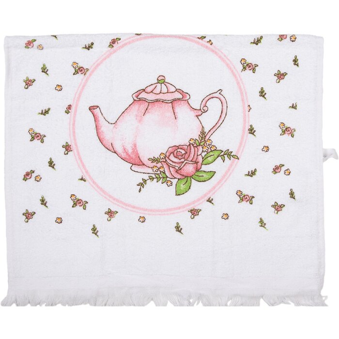 Clayre & Eef CT031 Guest Towel White Pink Cotton 40x66 cm