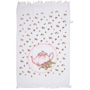 Clayre & Eef CT031 Guest Towel White Pink Cotton...