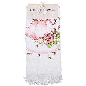 Clayre & Eef CT031 Guest Towel White Pink Cotton 40x66 cm