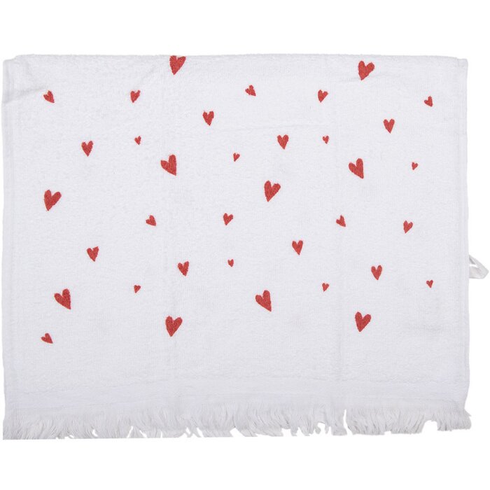 Clayre & Eef CTFAS-1 guest towel white red heart motifs 40x66 cm 100% cotton