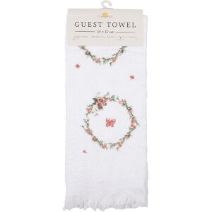 Clayre & Eef CTFEB-1 Guest Towel White Pink 40x66 cm Country Style Cotton