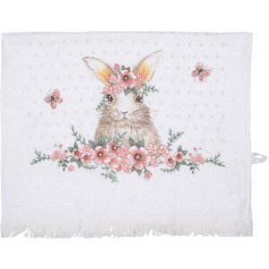 Clayre & Eef CTFEB-2 Guest Towel White Pink Flowers...