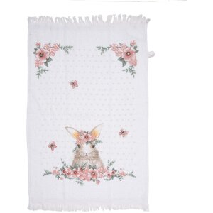 Clayre & Eef CTFEB-2 Guest Towel White Pink Flowers...