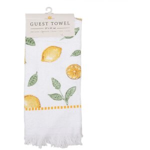 Clayre & Eef CTLEL-1 Lemon design guest towel White Yellow 40x66 cm