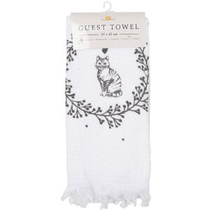 Clayre & Eef CTLGC-1 Guest Towel White Black 40x66 cm Cotton