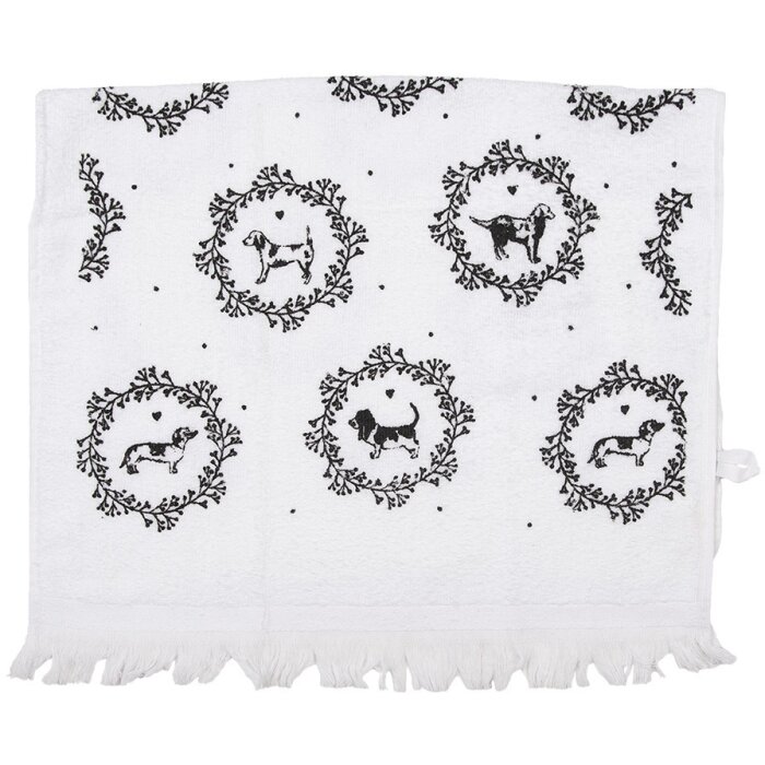 Clayre & Eef CTLGD-1 Country style guest towel White Black 40x66 cm