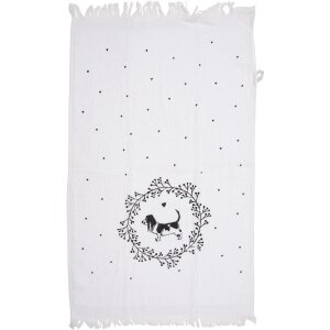 Clayre & Eef CTLGD-2 Guest Towel White Black 40x66 cm 100 % Cotton