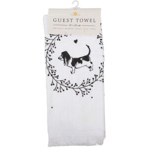 Clayre & Eef CTLGD-2 Guest Towel White Black 40x66 cm 100 % Cotton