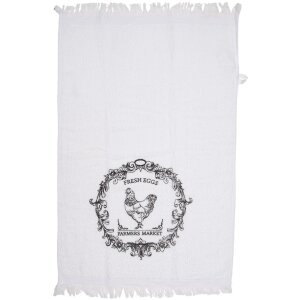 Clayre & Eef Guest Towel 40x66 cm White Black Print...