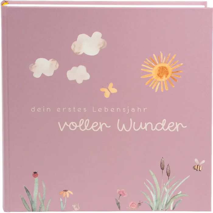 Goldbuch baby album full of wonder meadow dusky pink 30x31 cm 58 pages glassine