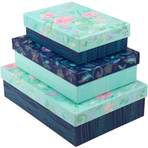 Goldbuch Cardboard Box Set Natures Melody Set of 3 Gift Boxes Blue Mint