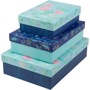 Goldbuch Cardboard Box Set Natures Melody Set of 3 Gift Boxes Blue Mint