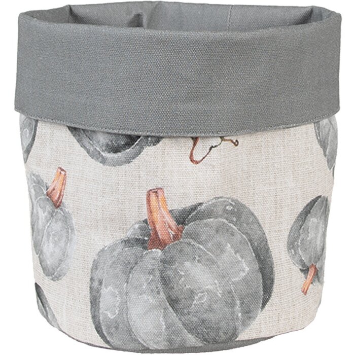 Clayre & Eef CSP50 Bread Basket Pumpkin Motif Grey Ø 15x16 cm