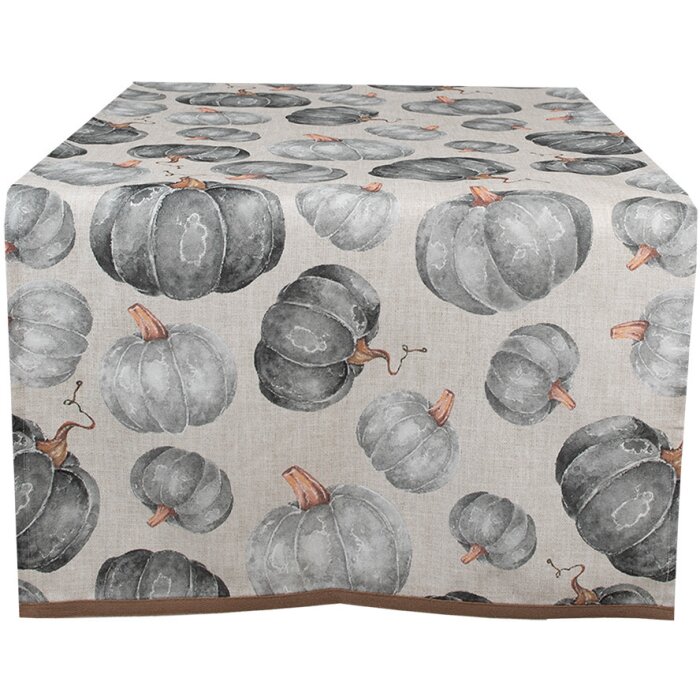 Clayre & Eef CSP64 Table Runner Pumpkin Grey Beige 50x140 cm