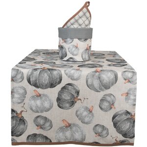 Clayre & Eef CSP64 Table Runner Pumpkin Grey Beige 50x140 cm