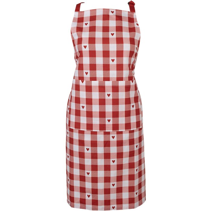 Clayre & Eef LVT41 Apron Red White Heart Pattern 70x85 cm