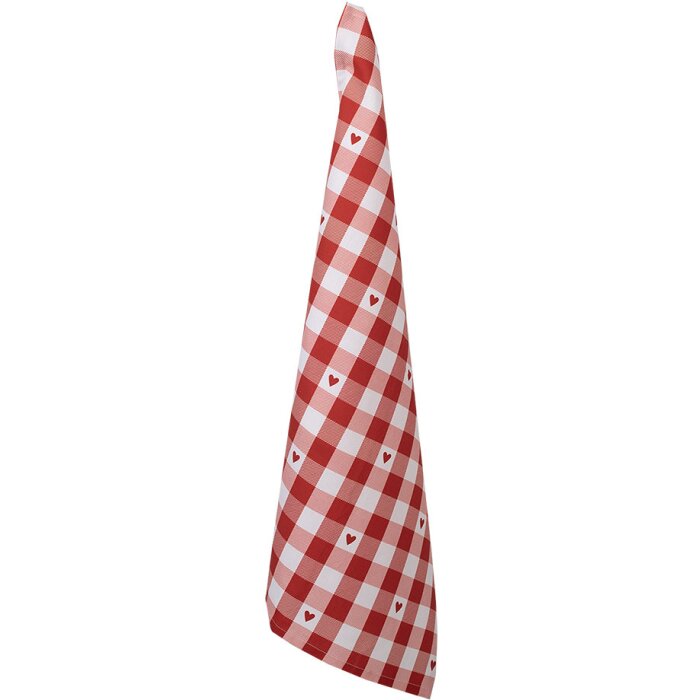 Clayre & Eef LVT42-2 Kitchen Towel Red White Chequered with Hearts 50x70 cm