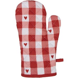 Clayre & Eef LVT44 Oven Mitt White Red Hearts 18x30 cm