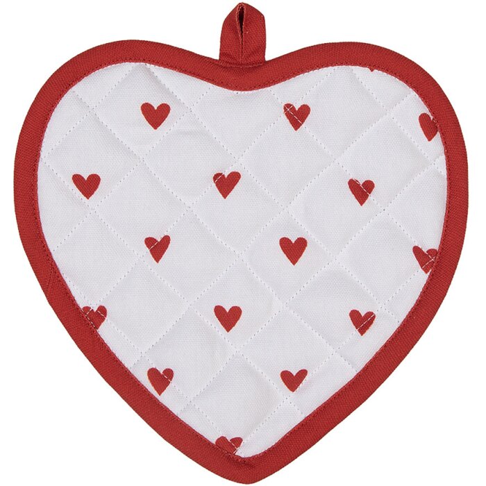 Clayre & Eef LVT45 Potholder Heart Pattern Red White 20x20 cm