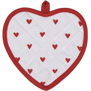 Clayre & Eef LVT45 Potholder Heart Pattern Red White...