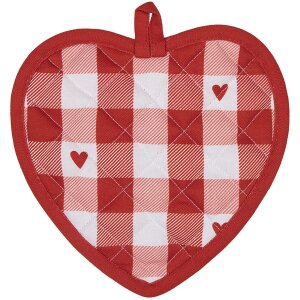 Clayre & Eef LVT45 Potholder Heart Pattern Red White...