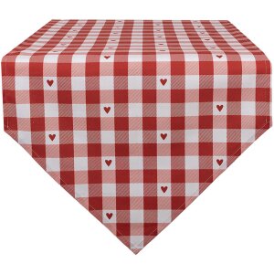 Clayre & Eef LVT65 Table runner heart pattern red...