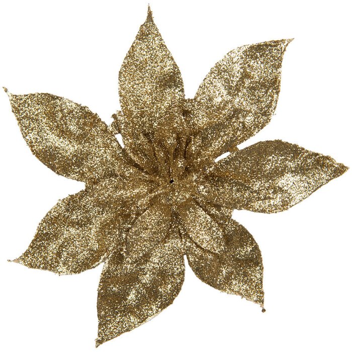 Clayre & Eef 65782 Christmas Decoration Flower Gold Coloured Ø 15x2 cm