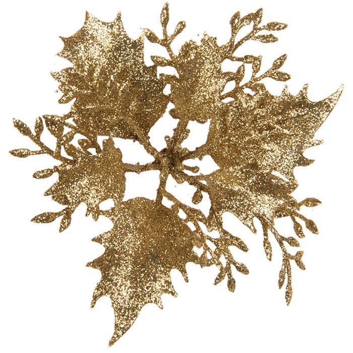 Clayre & Eef 65784 Christmas decoration flower gold Ø 11x3 cm plastic