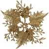 Clayre & Eef 65784 Christmas decoration flower gold Ø 11x3 cm plastic