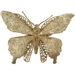 Clayre & Eef 65795 Decoration Butterfly Gold coloured 17x2x12 cm