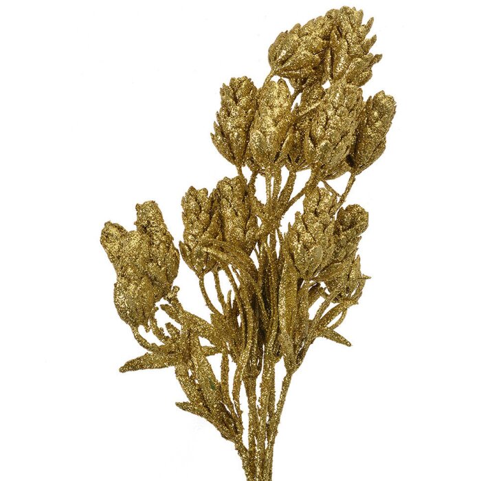 Clayre & Eef 65803 Decoration Branch with Flowers Gold 10x8x35 cm