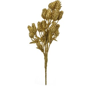 Clayre & Eef 65803 Decoration Branch with Flowers Gold 10x8x35 cm