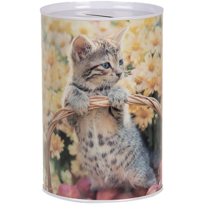 Clayre & Eef 6BL0162 Money box cat motif Ø 10x15 cm