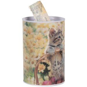 Clayre & Eef 6BL0162 Money box cat motif Ø 10x15 cm